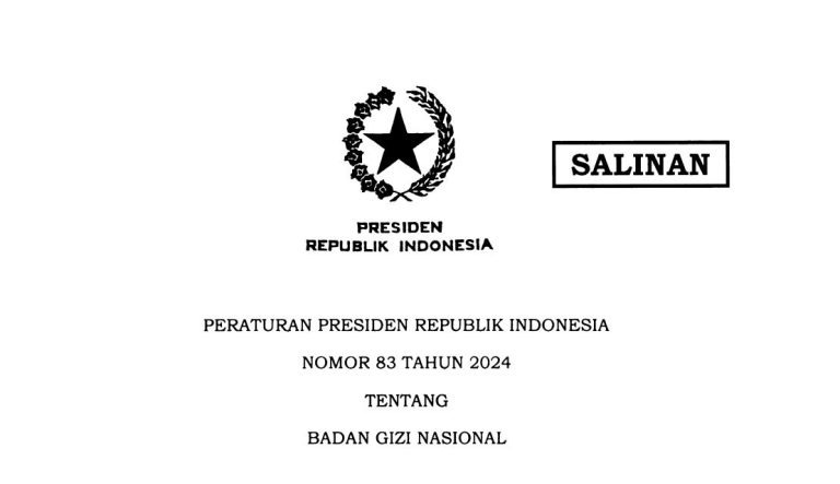 Inilah Perpres 83 Tahun 2024 tentang Badan Gizi Nasional