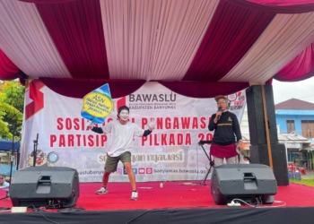 Sosialisasi Pengawasan, Bawaslu Ajak Senam Warga Ajibarang