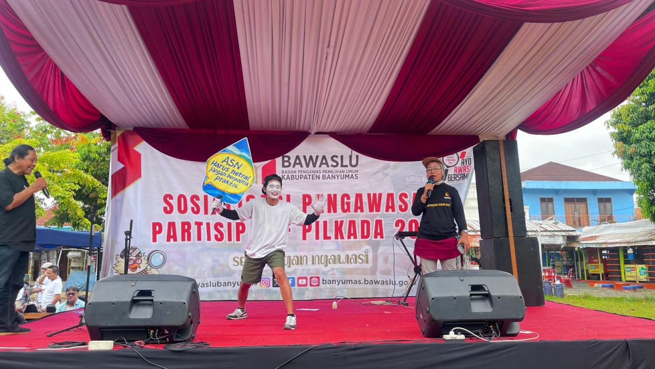 Sosialisasi Pengawasan, Bawaslu Ajak Senam Warga Ajibarang