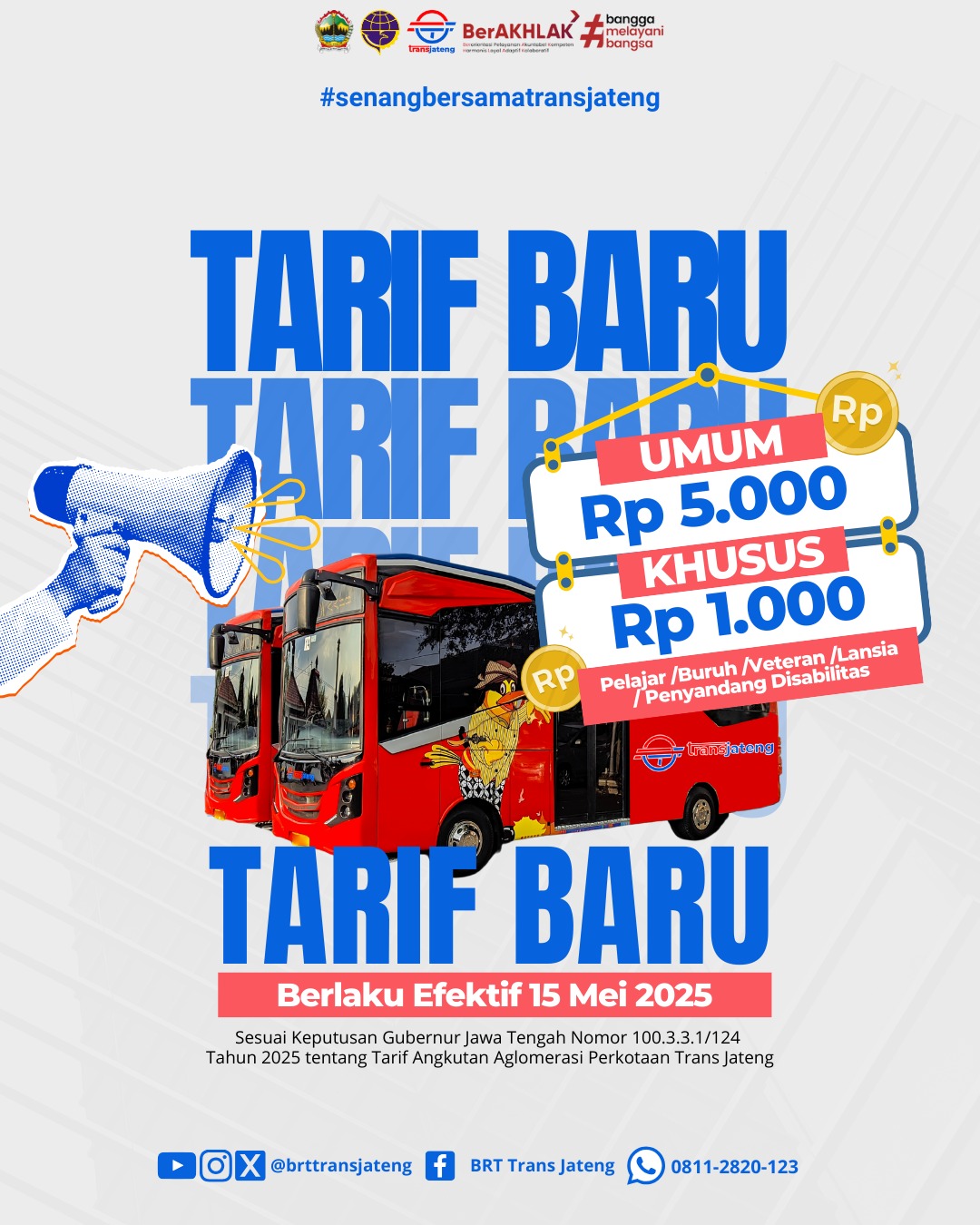 Tarif BRT Trans Jateng Akan Berubah Mulai 15 Mei 2025