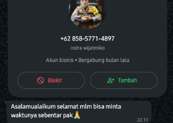 Waspada! Penipuan Mengatasnamakan Polisi Polresta Banyumas Beredar di WhatsApp