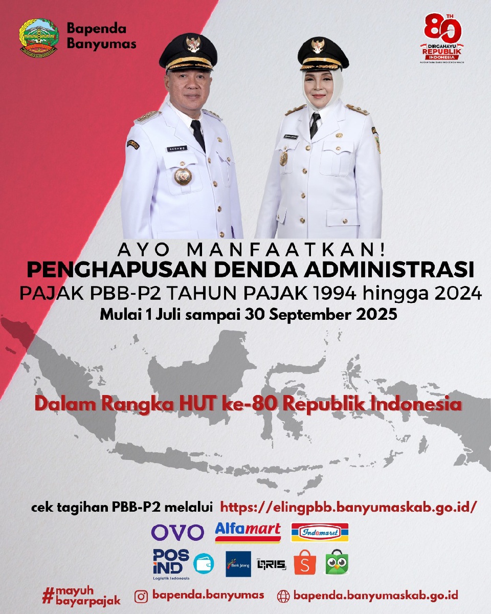 Pemkab Banyumas Hapus Denda PBB, Sambut HUT Ke-80 RI