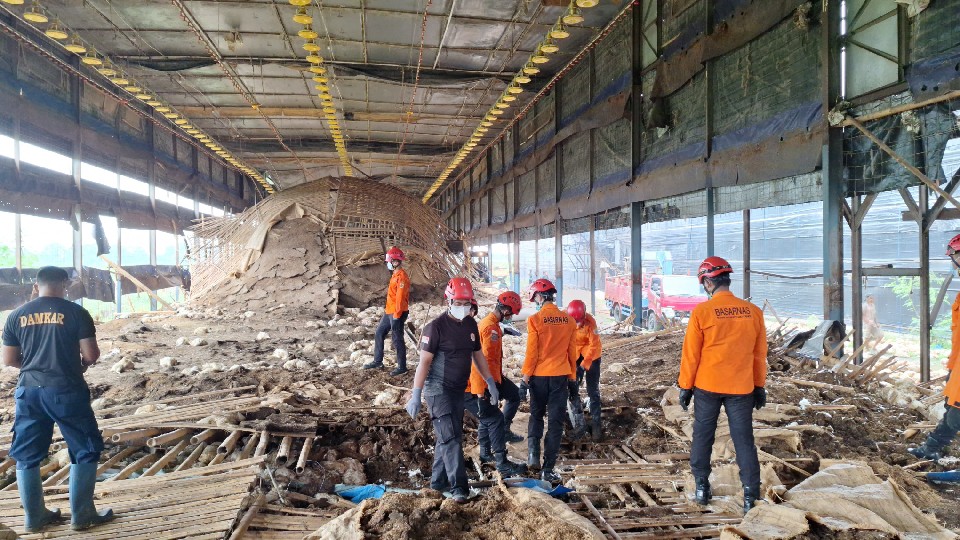 Pekerja Peternakan Ayam Tertimbun Reruntuhan di Brebes