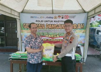 Sat Lantas Polresta Banyumas Gelar Stand Beras SPHP dalam Gerakan Pangan Murah