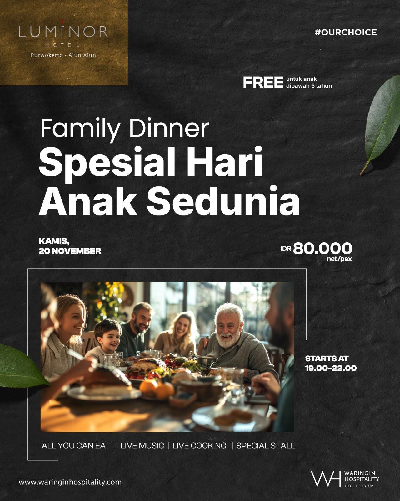 Family Dinner Spesial Hari Anak Sedunia di Luminor Hotel Purwokerto
