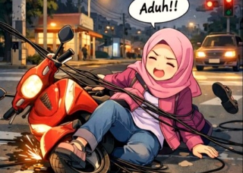 Diduga Akibat Kabel Internet Berserakan, Perempuan Terjatuh dari Sepeda Motor di Cilongok