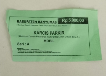 Dishub Banyumas Tegaskan Tiket Parkir Rp5.000 di Jalan dr Gumbreg Palsu