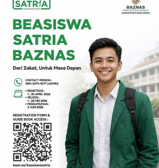 Beasiswa Satria Baznas Banyumas 2026 Resmi Dibuka, Tawarkan Bantuan UKT hingga Rp 5 Juta