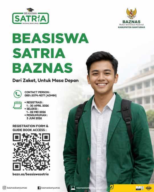 Beasiswa Satria Baznas Banyumas 2026 Resmi Dibuka, Tawarkan Bantuan UKT hingga Rp 5 Juta
