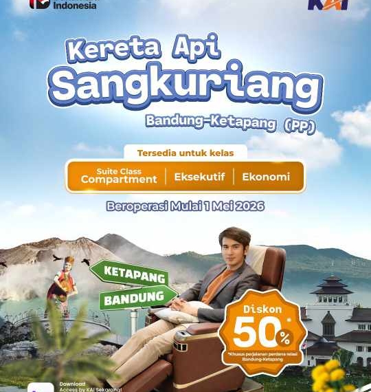 KA Sangkuriang Bandung–Banyuwangi Beroperasi 1 Mei, Singgah di Daop 5 Purwokerto