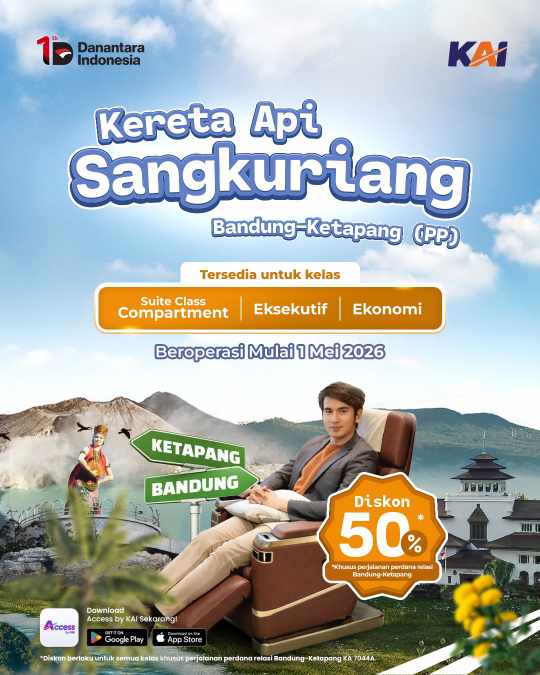 KA Sangkuriang Bandung–Banyuwangi Beroperasi 1 Mei, Singgah di Daop 5 Purwokerto