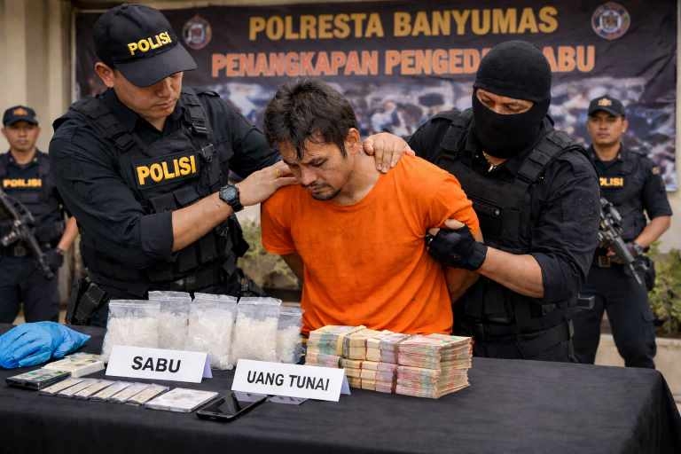 49,22 Gram Sabu Diamankan di Rumah Karangklesem, Pengedar Asal Malang Diringkus Polresta Banyumas