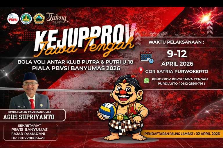 Kejurprov Bola Voli U-18 Jawa Tengah 2026 Digelar di Purwokerto, 48 Tim Siap Bertanding