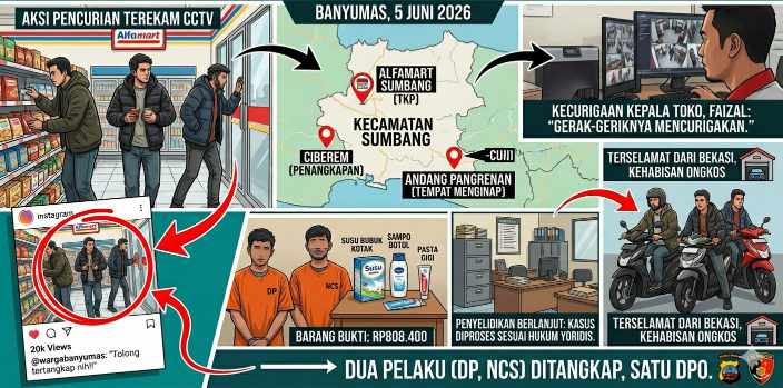 Modus Jadi Pembeli, Komplotan Pencuri di Alfamart Sumbang Ditangkap, Aksinya Viral di Instagram