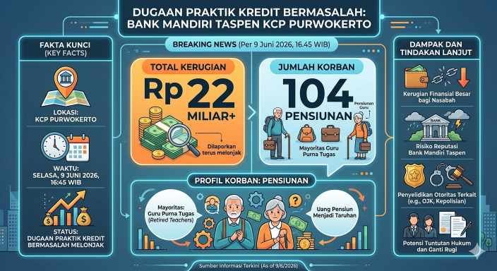 Korban Sementara 104 Orang, Kasus Kredit Bermasalah Bank Mandiri Taspen Purwokerto Tembus Rp22 M