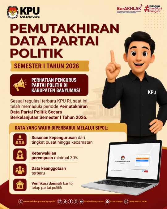 Deadline 25 Juni 2026! KPU Banyumas Minta Parpol Segera Update Data di SIPOL
