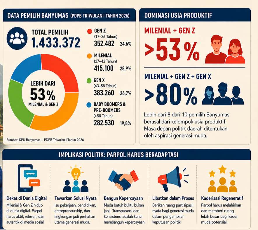 Berebut Hati Milenial dan Gen Z, Ujian Besar Parpol Banyumas Menuju 2029