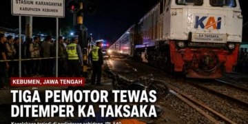 Kecelakaan Maut di Perlintasan Kereta Api Kebumen, Tiga Pengendara Motor Tewas Tertemper KA Taksaka