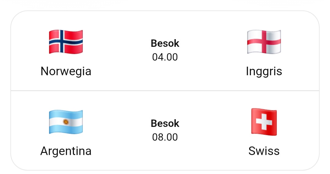 Jadwal Tanding Piala Dunia : Norwegia vs Inggris dan Argentina vs Swiss, Perebutan Tiket Semifinal Piala Dunia 2026