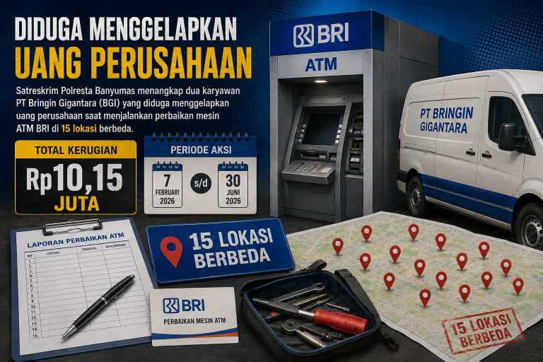 Modus Baru Penggelapan Uang ATM di Banyumas, 2 Karyawan BGI Ditangkap