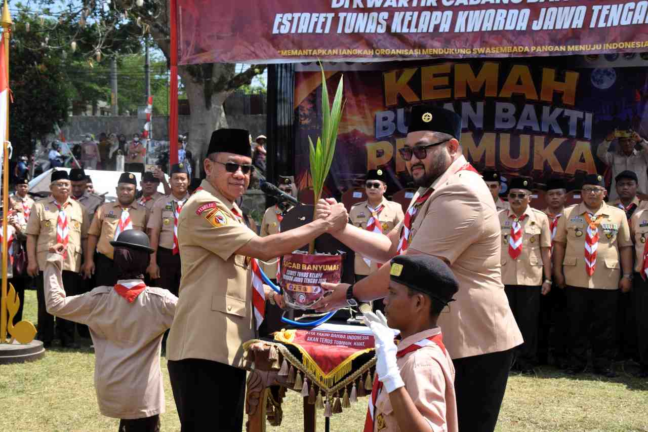 Estafet Tunas Kelapa 2026 Tiba di Banyumas, Bupati: Pramuka Siap Dukung Swasembada Pangan