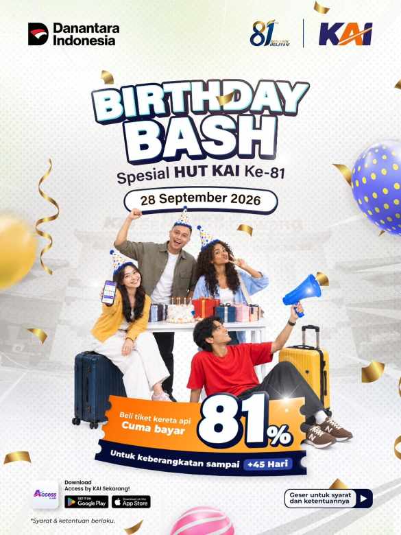 KAI Hadirkan Birthday Bash, Tiket Kereta Api Cukup Bayar 81 Persen
