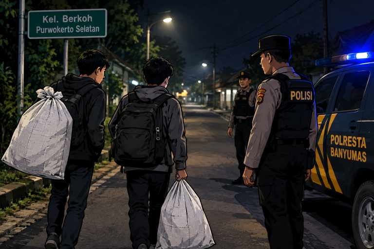 58 Gulungan Kabel dalam Karung Putih, Petualangan Malam Dua Remaja Berakhir di Mapolresta Banyumas