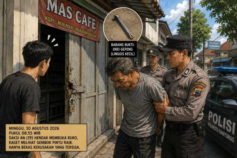 Bobol Ruko Pakai “Kunci Tua”, Pria di Kembaran Nekat Gasak Uang Rp2,7 Juta & Tabung Gas