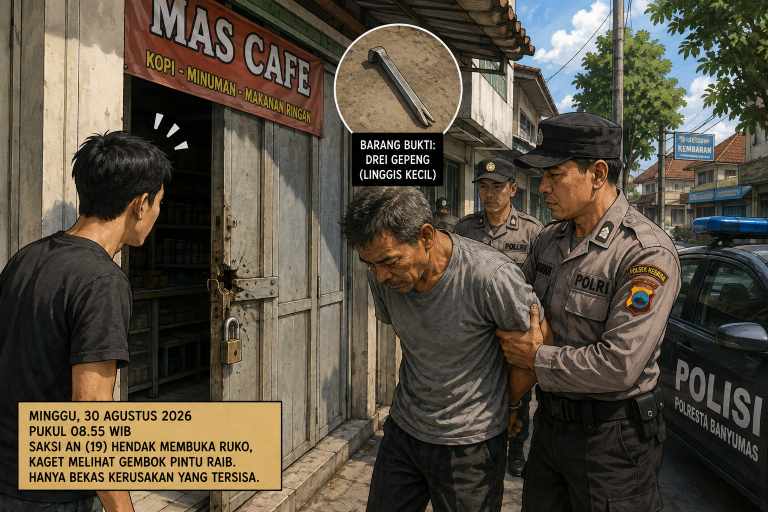 Bobol Ruko Pakai “Kunci Tua”, Pria di Kembaran Nekat Gasak Uang Rp2,7 Juta & Tabung Gas